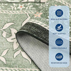 GarveeHome Provence 8x10 Area Rugs for Living Room, Botanical Grove Sage Green Cottagecore Washable Rug for Bedroom Dining Nursery Low-Pile Vintage Large Carpet