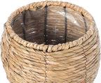 Vintiquewise Woven Round Flower Pot Planter Basket with Leak-Proof Plastic Lining- Small