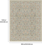 GENIMO 8x10 Washable Area Rug, Non-Slip Vintage Boho Floral Carpet, Soft Low-Pile Thin Living Room Rug for Bedroom, Dining Room, Nursery, Beige Blue