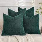 Set of 4 Soft Textured Decorative Throw Pillow Covers 16x16 Inch Cozy Farmhouse Cushion Cover Square Accent Pillow Cases for Bed Couch Sofa Living Room, Dark Teal