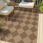 Lanffia Checkered Easy Jute Entryway Rugs, 3x5 Neutral Outdoor Rug for Patios, Checkerboard Washable Indoor Outdoor Rug, Farmhouse Non Slip Stain Resistant Front Door Carpet for Porch