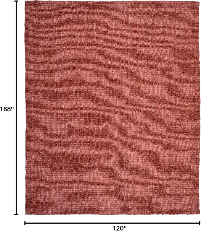 SAFAVIEH Area Rug 10x14 - Natural Fiber Collection - Large - Rust, Handmade Jute, Farmhouse Style, Chunky Textured Thick Pile (NF447C)
