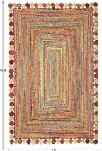 Rectangular Area Rug - 2x3 Feet Multicolor Cape Code Chindi Cotton Jute Rug Geometric Kilim Rug Indoor Outdoor Use Carpet Flatweave Rugs for Bedroom Dining Room Living Room