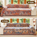 Boho Throw Blanket for Bed Couch 80" x 90", 100% Organic Cotton Skin-Friendly Ultra Soft Quilt Throw - Floral Rustic Living Room Decor Luxury Reversible Blanket for Sofa Chair and Gift