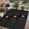 Tangsoo Modern Easy Jute 3x5 Outdoor Rug for Living Room,Washable Indoor Rugs Farmhouse Non-Slip Thin Indoor Door Mat,Black Throw Carpet Front Porch Bedroom Patio Entryway Balcony