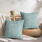 AELS Boho Decorative Textured Throw Pillow Covers 18x18, Modern Mid Century Rainbow Tufted Pillow Case, Farmhouse Rustic Geometric Woven Cushion Case for Bed Couch Sofa, Green