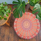 Mandala Life ART Large Boho Pouf Cushion Cover Pink Round Floor Pillow Luxury Kids Room Décor Cotton Pouf Ottoman Cushion for Meditation Yoga and Boho Chic Seating Area Stool Cotton 24x8 Unstuffed