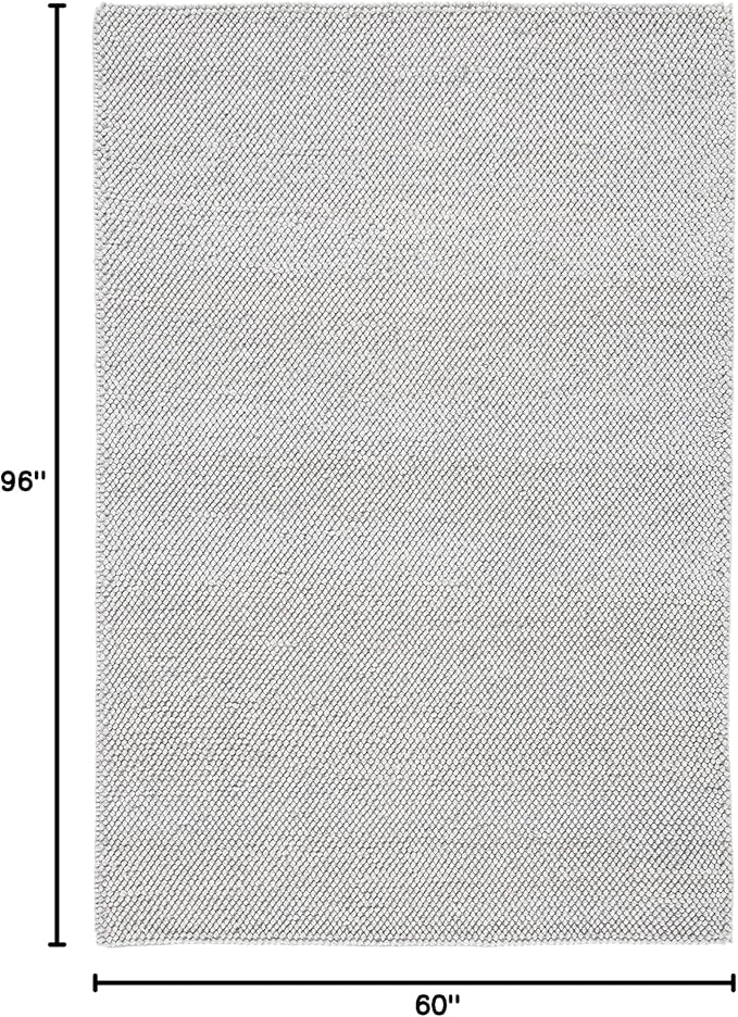 SAFAVIEH Area Rug 5x8 - Natura Collection - Silver, Handmade Wool Blend, Textured Design, Ideal for Living Room, Bedroom, Dining Space (NAT425G)