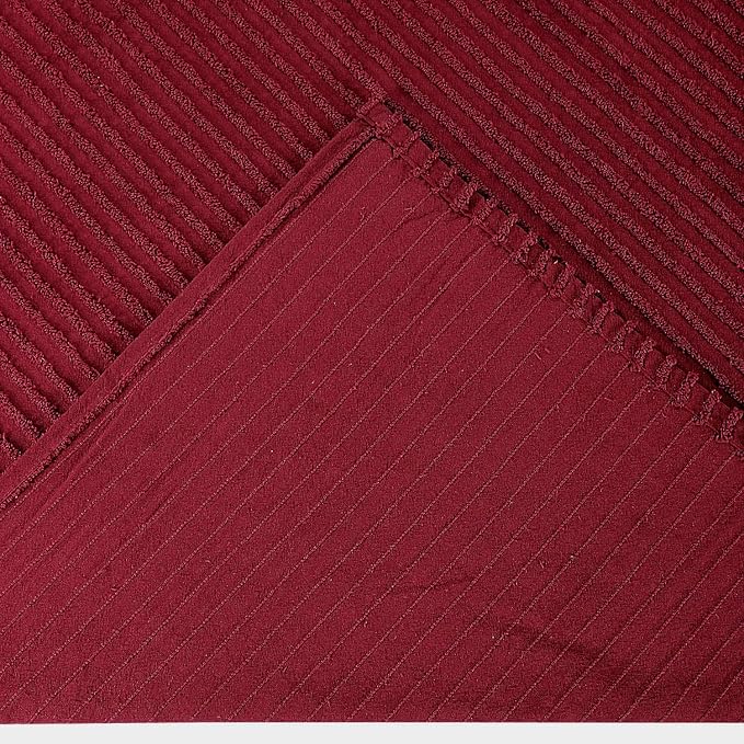 Better Trends Chenille Bedspreads King Size, Burgundy 100% Cotton Chenille Stripe Design Tufted Bedding Coverlet Soft Lightweight, 120"x110" with 2 King Sham 3 Pieces Set Jullian Collection