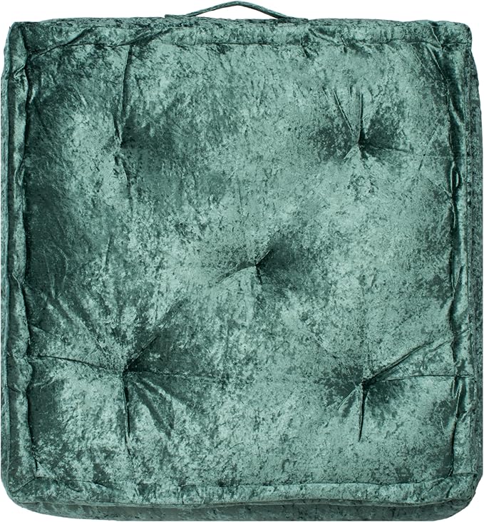 SAFAVIEH Home Collection Belia Green 18-inch Square Tufted Floor Pillow with Insert