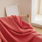 Simple&Opulence Cotton Muslin Throw Blanket 4 Layers for Bed, Couch, Woven Gauze Blanket with Tassels, Soft Lightweight Cozy Pre-Washed Breathable Farmhouse Decoration for All-Season(Coral)