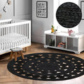 Hand Woven Braided Jute Rug - 5' Round - Black Reversible Farmhouse Rugs for Living Room, Bedroom, Dining Room, Kitchen - Natural Decorative Floor Boho Entry Area Rugs - Jute Round Rug 5ft