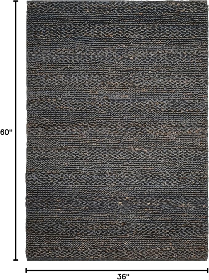 SAFAVIEH Area Rug 3x5 - Natural Fiber Collection - Grey, Handmade Jute, Braided Woven Design, Ideal for Entryway, Living Room, Bedroom (NF212G)