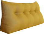 WOWMAX Triangular Headboard Pillow Bed Wedge Pillow for Headboard Full Size Wedge Pillow Headboard for Daybed Bunk Bed Large Bolster Pillow for Bed with Removable Cover, Gifts for Mom Yellow