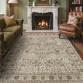 Bavni Washable Rugs 6x9-Machine Washable Rug Lightweight Low Pile, Vintage Floral Rug Non-Shedding Distressed Throw Carpet for Living Room Bedroom Office, Dark Espresso