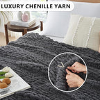 L'AGRATY Chunky Knit Blanket Throw - Soft Throw Blanket 60x80: 100% Hand Kintted Chenile Crochet Throw Blanket for Couch - Large Cable Knit Blanket for Home Decor(Dark Grey)