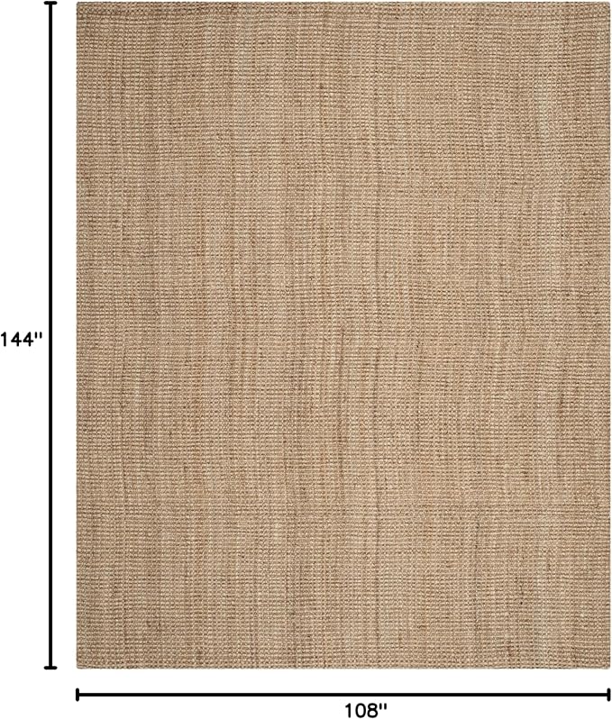 SAFAVIEH Natural Fiber Collection Area Rug - 9' x 12', Natural, Handmade Farmhouse Jute, Ideal for High Traffic Areas in Living Room, Bedroom (NF730C)