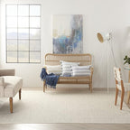 Nourison Home Courtyard Ivory Silver 7' x 10' Area Rug - Easy Clean, Non Shedding, Bed Room, Living Room, Dining Room, Kitchen (7' x 10')