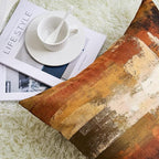 Qahing Burnt Orange Abstract Pillow Covers 18x18 Abstract Rust Art Painting Decorative Throw Pillowcase Modern Artwork Square Couch Cushion Cover for Living Room Sofa Accent Home Decor, Set of 2