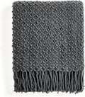CREVENT Farmhouse Boho Knitted Throw Blanket for Couch Sofa Chair Bed Home Decoration, Soft Warm Cozy Light Weight for Spring Summer Fall (50''X60'' Dark Grey)