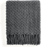 CREVENT Farmhouse Boho Knitted Throw Blanket for Couch Sofa Chair Bed Home Decoration, Soft Warm Cozy Light Weight for Spring Summer Fall (50''X60'' Dark Grey)