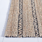 SAFAVIEH Natural Fiber Collection Area Rug - 9' x 12', Black & Natural, Handmade Flat Weave Stripe Jute & Cotton Jute, Ideal for High Traffic Areas in Living Room, Bedroom (NFB655Z)