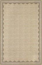 GarveeHome Scalloped Washable 8x10 Rug for Living Room Non-Slip Solid Tan Jute Digital Printing Modern Low-Pile Carpet 8 x 10 Rug for Bedroom Dining Nursery Mat with Rubber Back