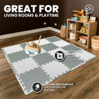 bemaxx Gym Mats Set - 18 pcs EVA Interlocking Foam Floor Tiles (12.6"x12.6"x0.4") 18sqft Protective Gym Flooring Sports Home Workout Exercise Mats Puzzle Garage Fitness Play-Room Pool Treadmill Bike