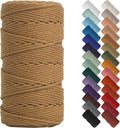 NOANTA Coffee Macrame Cord 3mm x 220yards, Colored Macrame Rope Cotton Rope Macrame Yarn, Colorful Cotton Craft Cord for Wall Hanging, Plant Hangers, Crafts, Knitting