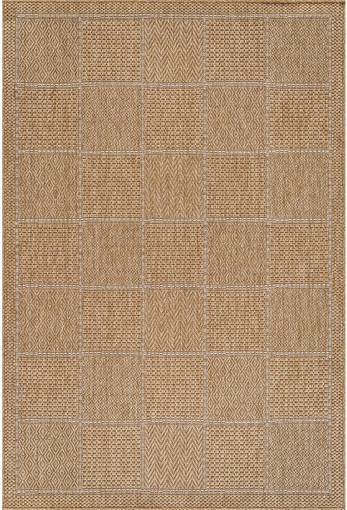 Beverly Rug Easy Jute Checkered Squared Rug 9x12 Washable Large Indoor Outdoor Area Rugs for Living Dining Room Patio Office Stain Resistant Non Shedding Casual Indoor Outside Carpet 9 x 12 Natural