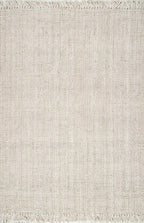 Nuloom Daniela Off-White, 8' Square, Handmade, Jute, Tassel, Soft and Textured, High Traffic, Stain Resistant, Easy Clean, Durable Area Rug for Bedroom, Living Room, Dining Space, Foyer, Entryway