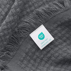 Exclusivo Mezcla Twin Size Knit Blanket with Fringes for Bed, Reversible Super Soft and Warm Woven Boho Throw for All Season, Home Decor, 60"x80", Dark Grey
