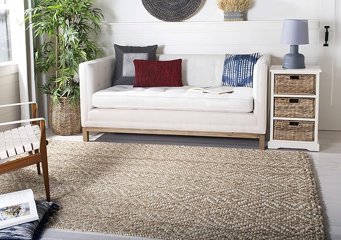 SAFAVIEH Natural Fiber Collection Area Rug - 10' x 14', Natural & Ivory, Handmade Boho Farmhouse Woven Jute, Ideal for High Traffic Areas in Living Room, Bedroom (NF185A)
