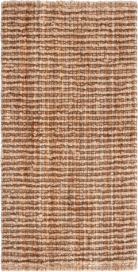 SAFAVIEH Natural Fiber Collection Area Rug - 2' x 4', Natural Brown, Handmade Jute, Farmhouse Style, Chunky Textured Thick Pile (NF447A)
