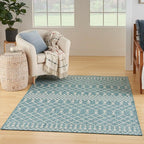 Nourison Home Positano Aqua 5' x 7' Area Rug - Easy Clean, Non Shedding, Bed Room, Living Room, Dining Room, Kitchen (5' x 7')