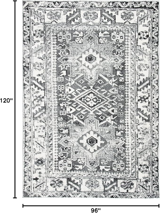 SAFAVIEH Area Rug 8x10 - Vintage Hamadan Collection - Large - Grey & Ivory, Traditional Persian Design, Non-Shedding & Easy Cleaning, Ideal for Living Room, Bedroom, Dining Space (VTH211G)