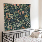 WNAGT Dark Green Floral Botanical Tapestry Wall Hanging, Cottage Core Decor, Nature Rustic Cottagecore Flower Plants Wall Blanket Decor for Home Bedroom Living Room Office, 50x60 Inch