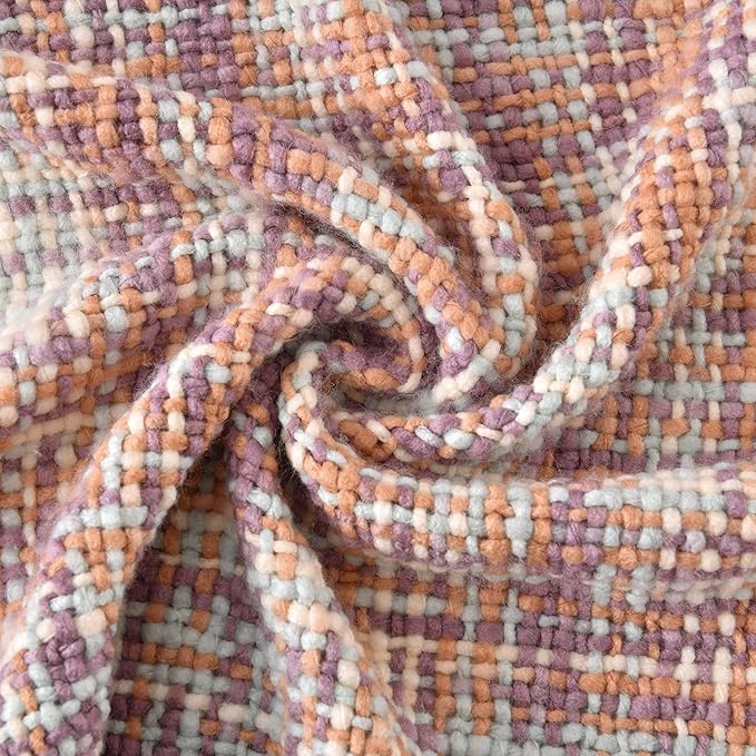 Soft Neon Color Knit Throw Blanket with Tassels, Cozy Boho Home Decro Throw for Sofa Couch Chair Bed, 50X60 Inch, Machine Washable, Pink Color Scheme