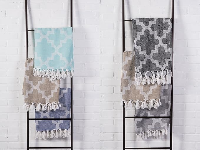 DII Modern Moroccan Cotton Blanket Throw with Fringe for Couch, Chair, Guest Room, Picnic, Camping, Beach, & Everyday Use, 50x60, Gray