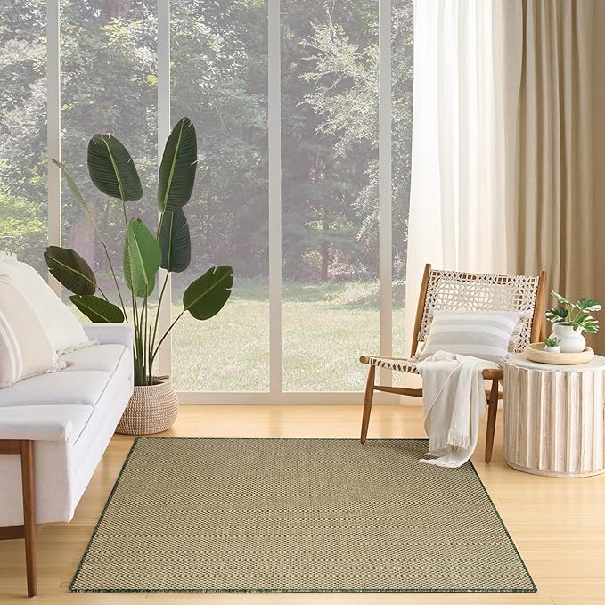 Nourison Home Courtyard Green 4' x 6' Area Rug - Easy Clean, Non Shedding, Bed Room, Living Room, Dining Room, Kitchen (4' x 6')