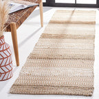 SAFAVIEH Natural Fiber Collection Runner Rug - 2'3" x 8', Ivory & Natural, Handmade Flat Weave Stripe Jute & Cotton, Ideal for High Traffic Areas in Living Room, Bedroom (NFB652A)