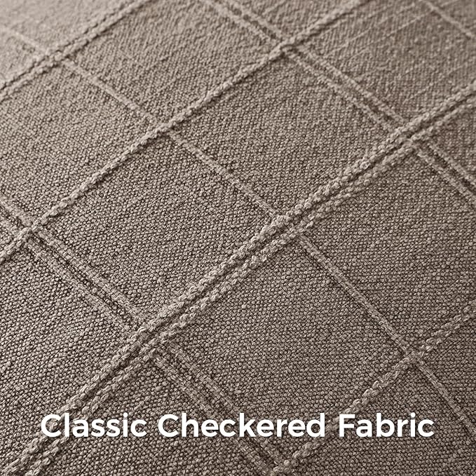 Woaboy Linen Check Throw Pillow Covers Taupe Gray Farmhouse Modern Boho Vintage 22x22 Inch Set of 2 Decorative Cushion Covers for Sofa Couch Bedroom Living Room Home Decor