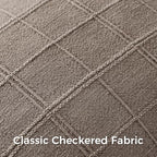 Woaboy Linen Check Throw Pillow Covers Taupe Gray Farmhouse Modern Boho Vintage 24x24 Inch Set of 2 Decorative Cushion Covers for Sofa Couch Bedroom Living Room Home Decor