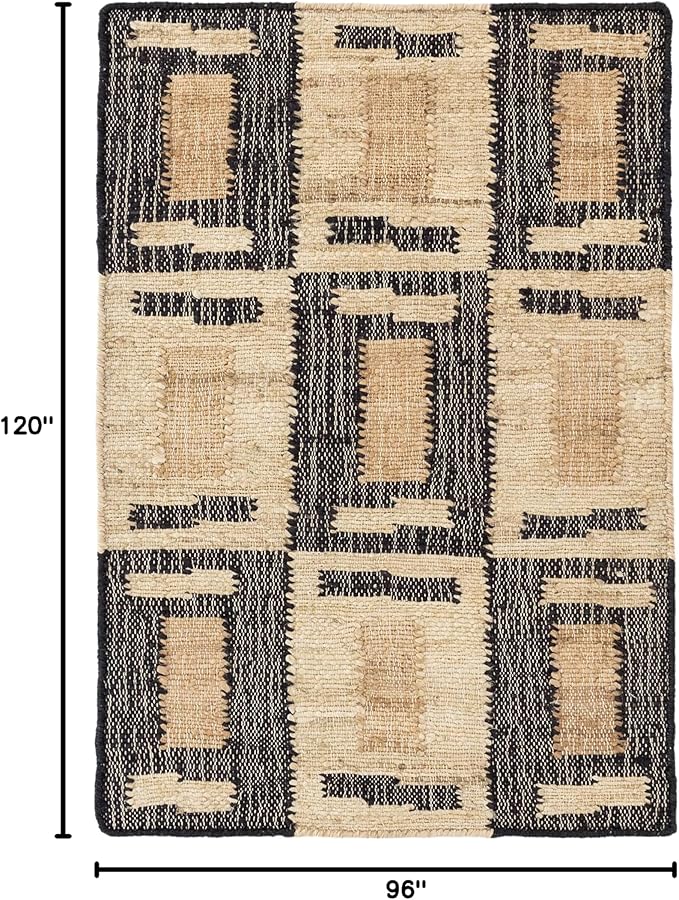 Dash and Albert Cassia Handwoven Jute Rug, 7.5 X 9.5 Feet, Black/Neutral Geometric Pattern - Premium Luxury Hotel Quality Soft Breathable Hypoallergenic Machine Washable Easy Care All Season