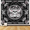 OIOVOIO Skeleton Butterfly Tapestry Skull Mushroom Wall Tapestries Hippie Nature Plants Floral Flower Aesthetic Tapestry Moon Phase Tapestries Wall Hanging for Living Room Dorm (Pink, 59” x 51”)