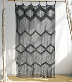 Flber Macrame Curtain Black Boho Window Macrame Doorway Curtain Macrame Wall Decor Bedroom Headboard Decor,42" Wx76 H