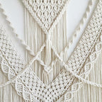 oiikain Large Handmade Boho Macrame Wall Hanging Tapestry - Chic Bohemian Woven Home Decor art for Living Room, Bedroom, and Wedding Parties (Beige, Large Sigle Triangle)
