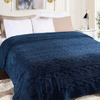 Superior Fleece Boho Jacquard Blanket, Decorative Blankets for Bedroom, Sofa, Fuzzy, Plush, Fluffy, Soft, Cute Room Decor, Beautiful Cover, Comfort Essentials, Arctic Collection, Throw XL, Navy Blue
