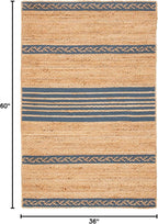 SAFAVIEH Natural Fiber Collection Accent Rug - 3' x 5', Natural & Grey, Handmade Stripe Boho Farmhouse Rustic Braided Jute, Ideal for High Traffic Areas in Entryway, Living Room, Bedroom (NFB262F)