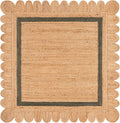 SAFAVIEH Natural Fiber Collection Area Rug - 6' Square, Natural & Olive, Handmade Jute, Ideal for Living Room, Bedroom, Dining Space (NF896X)